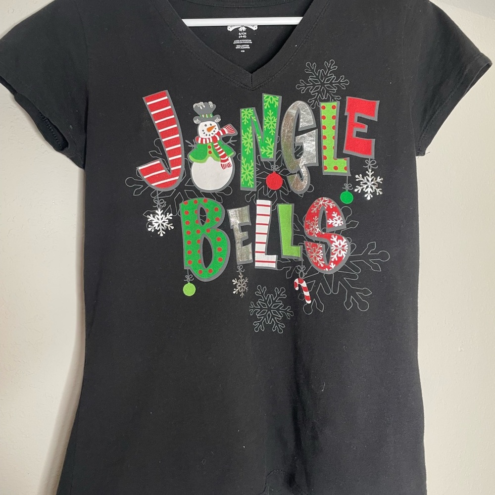 Holiday Time Black and Red Short Sleeve Tee Jingle Bells